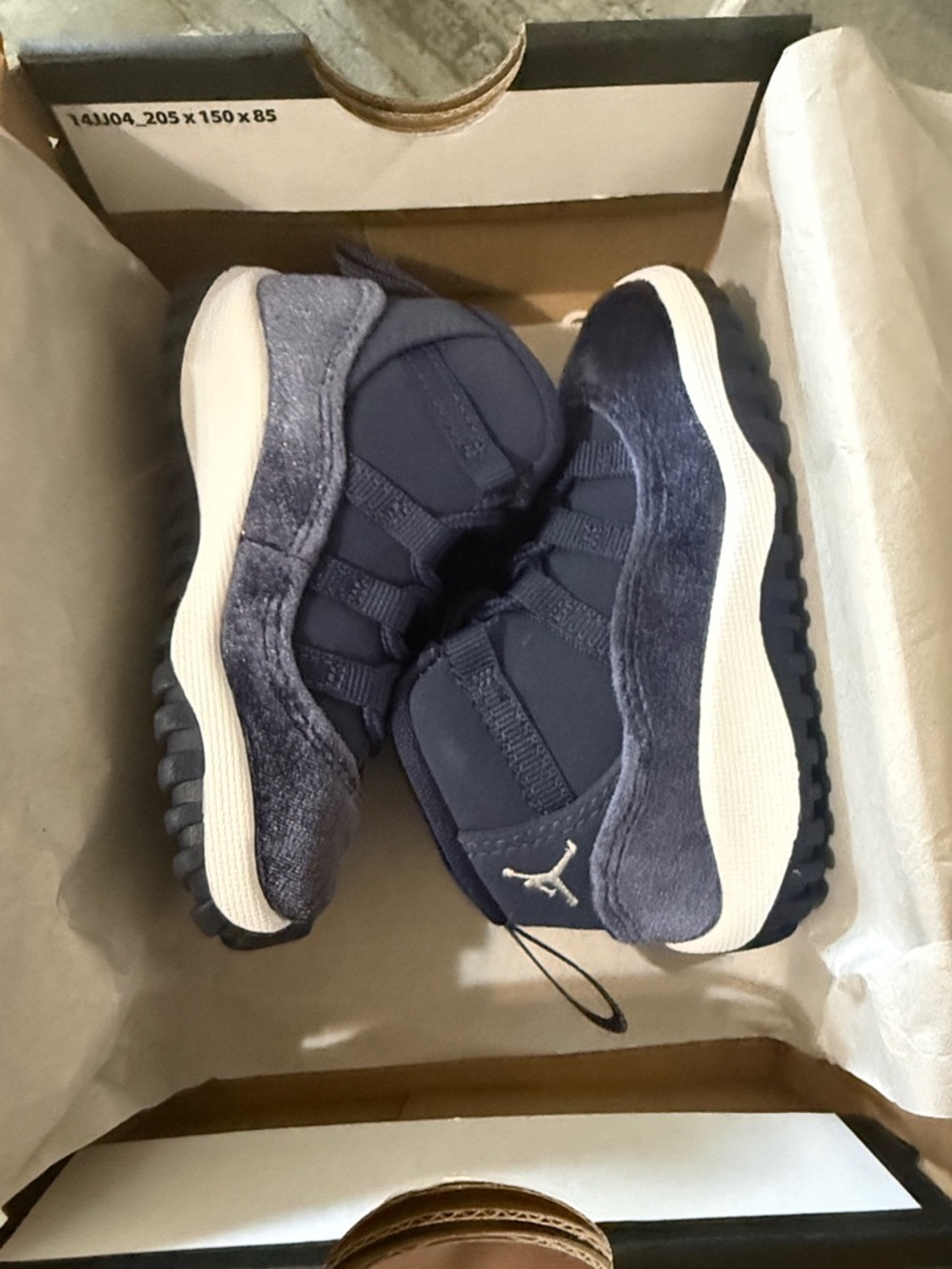 Jordan 11 Retro TD. Midnight Navy Metallic Silver. Size 6C. Brand new.